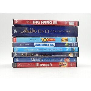 Disney Pixar Classic Movie DVD Lot 8 Little Mermaid Alice In Wonderland Monsters
